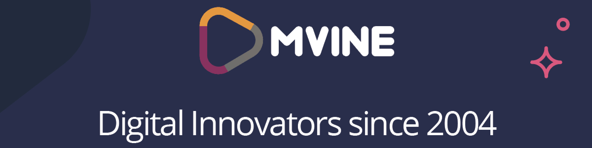 Mvine - Blue background with white writing - Digital innovators since 2004