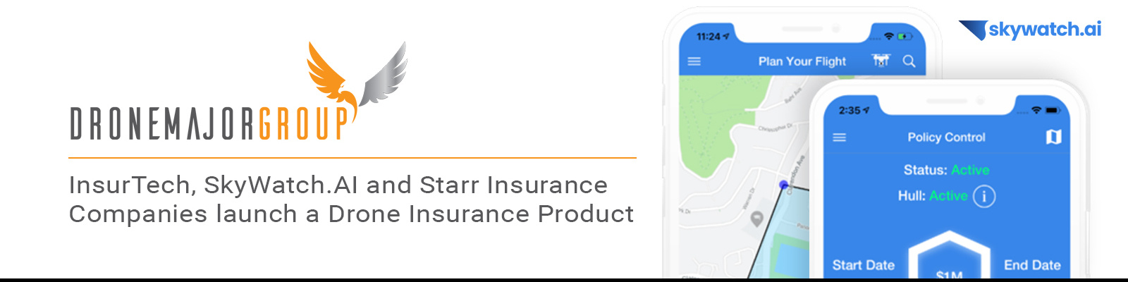 SkyWatch.AI and Starr offer on-demand hourly, monthly and annual drone insurance solutions based on a proprietary safety platform